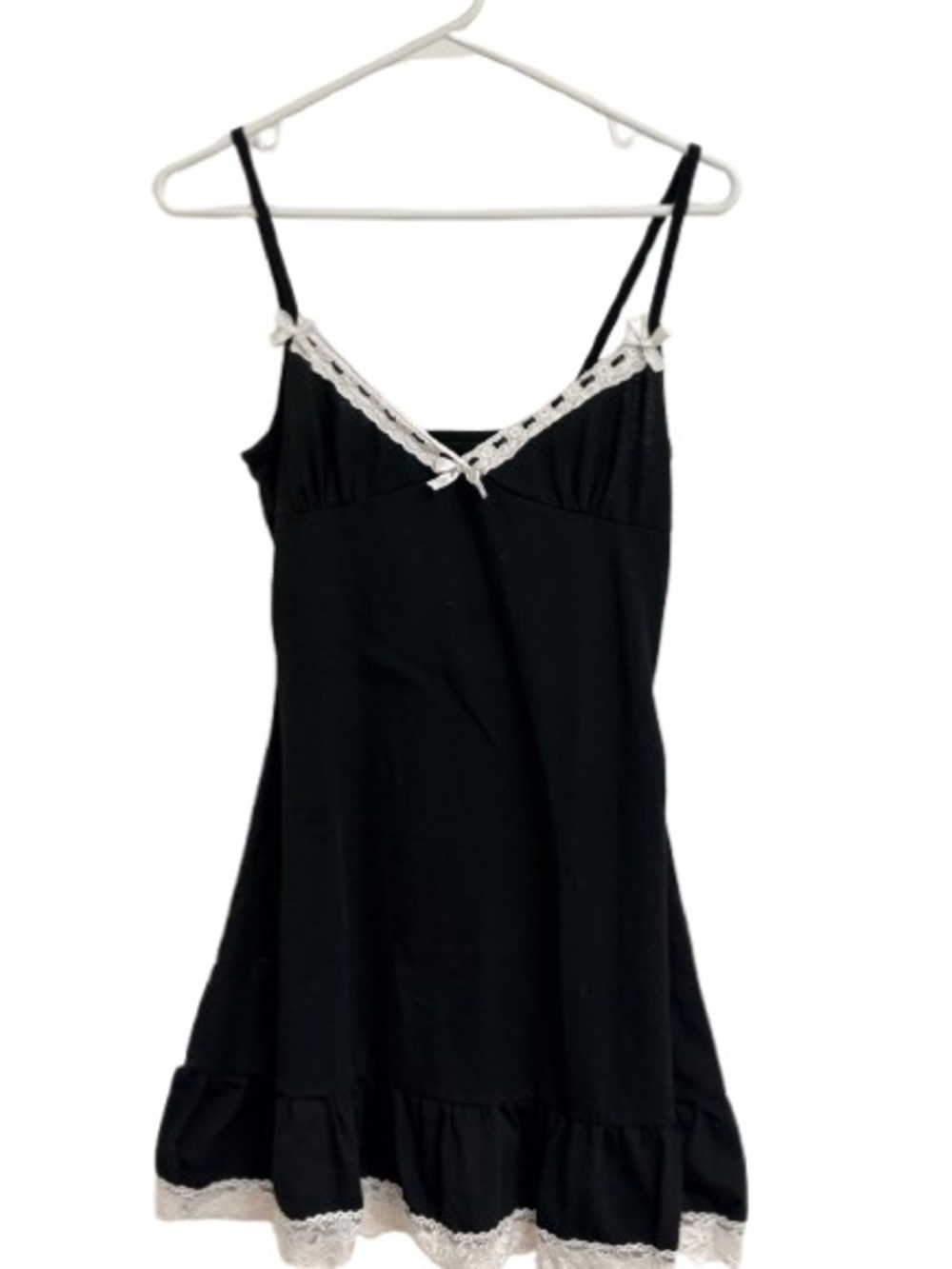 Black Lace Trim Slip Dress
